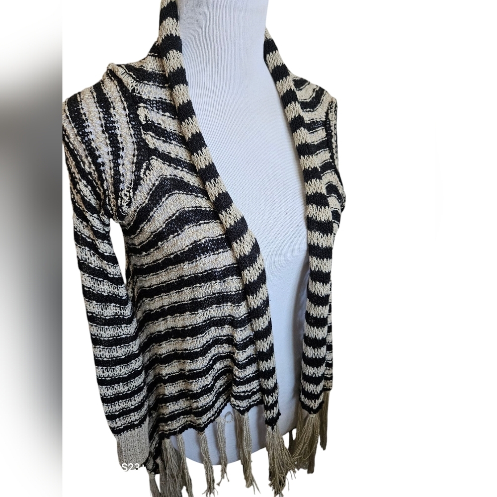 One World Live And Let Live Boho Stripped Sweater Size S.